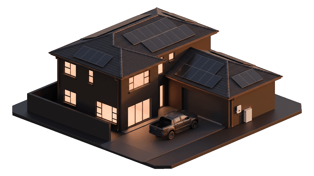 Isometric house with a rooftop solar array
